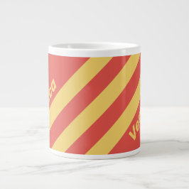 Caneca De Café Grande Retro Surf Pôr do Sol Três Listras com Nome