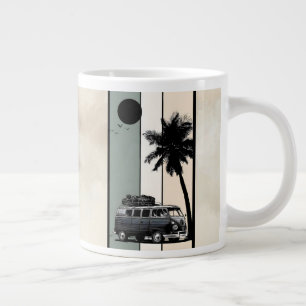Caneca De Café Grande Retro Van Vintage da Praia e Palmeira
