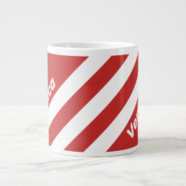 Caneca De Café Grande Retro Vermelho Três Listras com Nome