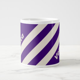 Caneca De Café Grande Retro Videira Três Listras com Nome