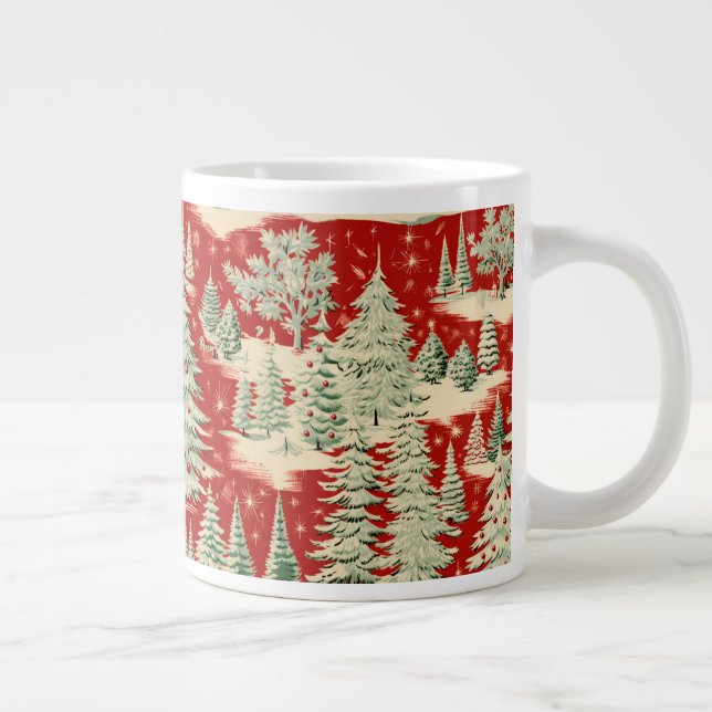 Caneca De Café Grande Retro Vintage Christmas Landscape (Direita)