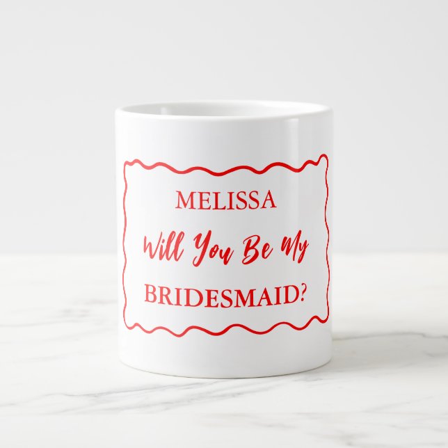 Caneca De Café Grande Retro Wavy, Você Será Minha Proposta Da Bridesmaid (Frente)