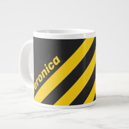 Caneca De Café Grande Retro Yellowjacket Três Listras com Nome