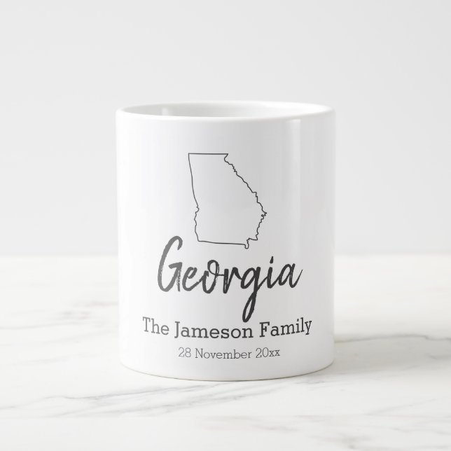 Caneca De Café Grande Reunião de Família Personalizada do Mapa do Estado (Frente)