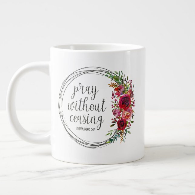 Caneca De Café Grande Rezar Sem Cessar (Esquerda)