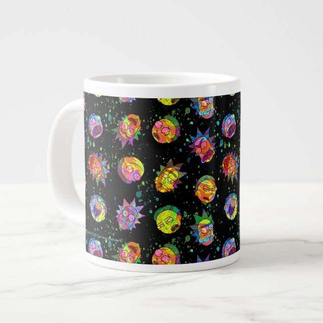 Caneca De Café Grande RICK E MORTY™| Padrão de espiral psicodélico (Frente Esquerda)