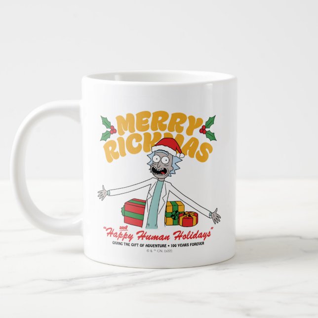 Caneca De Café Grande Rickmas felizes e feriados humanos felizes (Esquerda)