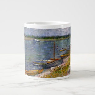 Caneca De Café Grande Rio com botes em rufo por Vincent van Gogh