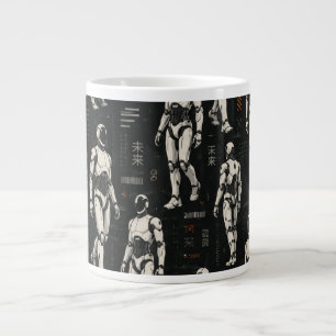 Caneca De Café Grande Robô Humanoide Futurista Arte de Ficção Científi