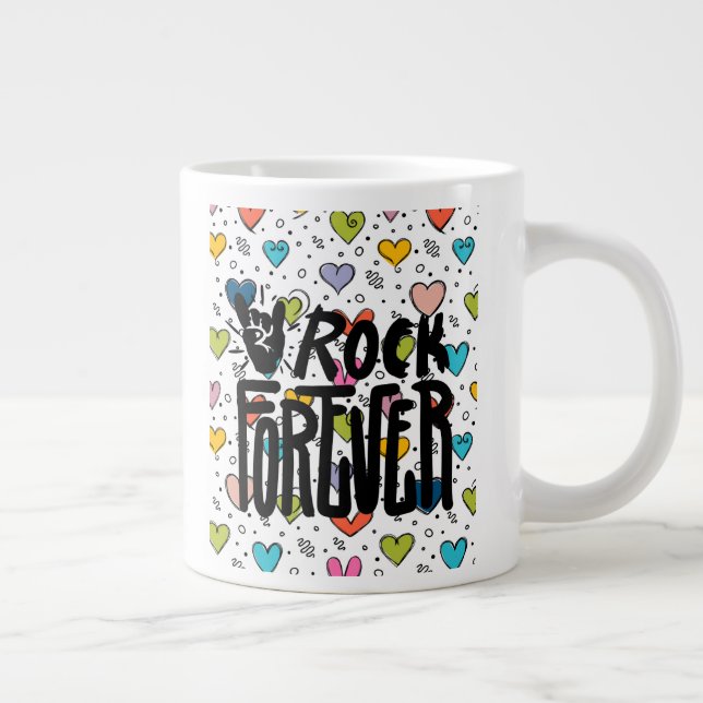 Caneca De Café Grande rock para sempre (Direita)