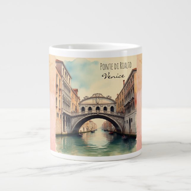 Caneca De Café Grande Romance sob a sombra de Ponte di Rialto (Frente)