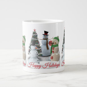 Caneca De Café Grande Rompemolos de Neve Feliz Natal e Ano Novo letra ve