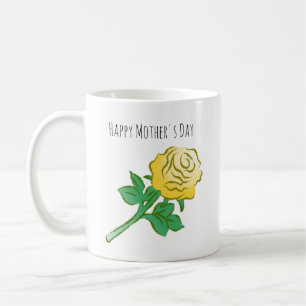 Caneca De Café Grande Rosa Amarela Linda
