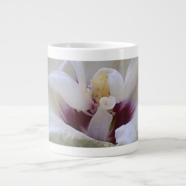 Caneca De Café Grande Rosa branca (Frente)