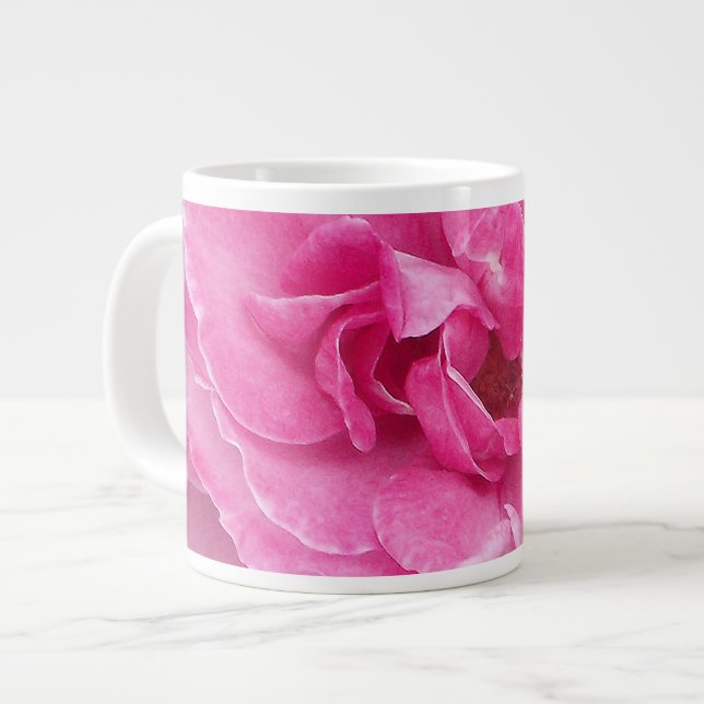 Caneca De Café Grande Rosa de Jardim Rosa (Frente Esquerda)