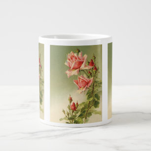 Caneca De Café Grande Rosa de jardim rosa vintage do Dia dos Namorados v