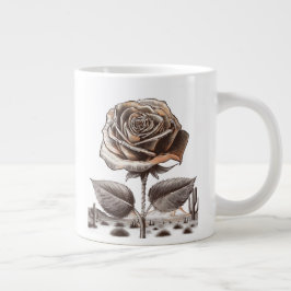 Caneca De Café Grande Rosa do Deserto, Flor Botânica Vintage