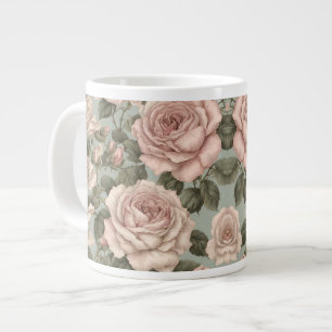 Caneca De Café Grande Rosa do Jardim do Impressão do Estilo Vitoriano
