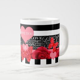 Caneca De Café Grande Rosa e estilo de quadro negro Mug