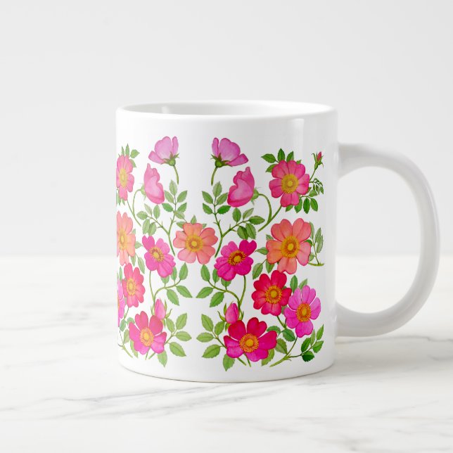 Caneca De Café Grande Rosa Floral Jumbo Mug (Direita)