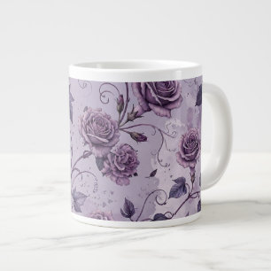 Caneca De Café Grande Rosa Lavanda Empoeirada Tons Sonhadores Florais