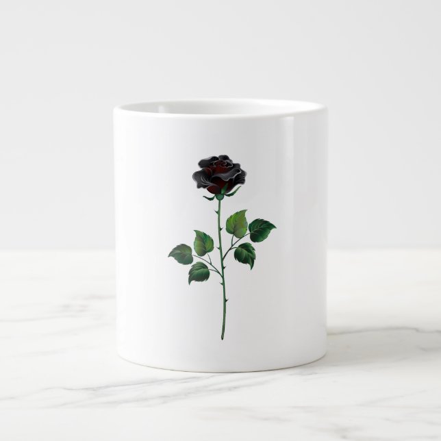 Caneca De Café Grande Rosa preto (Frente)