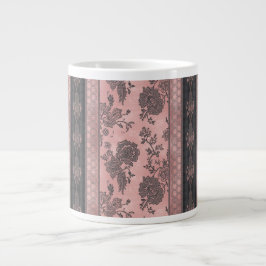Caneca De Café Grande Rosa vintage floral & carvão arte de IA