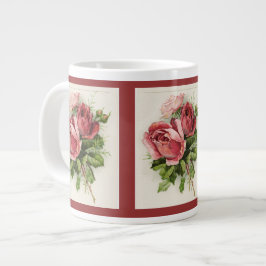 Caneca De Café Grande Rosas Antigos de Arte Vintage