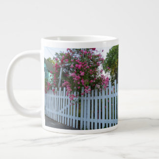 Caneca De Café Grande Rosas cor-de-rosa e cerca de piquete - Vinha de Ma