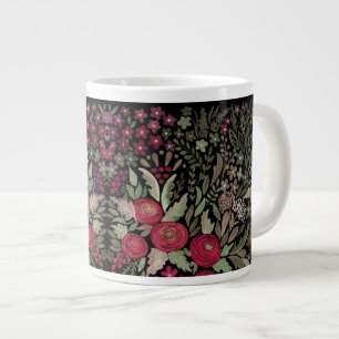 Caneca De Café Grande Rosas de aquarela sobre fundo preto, aquarela