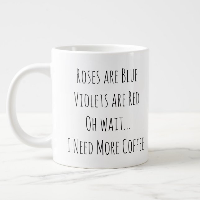 Caneca De Café Grande Rosas são violetas azuis são vermelhos (Esquerda)