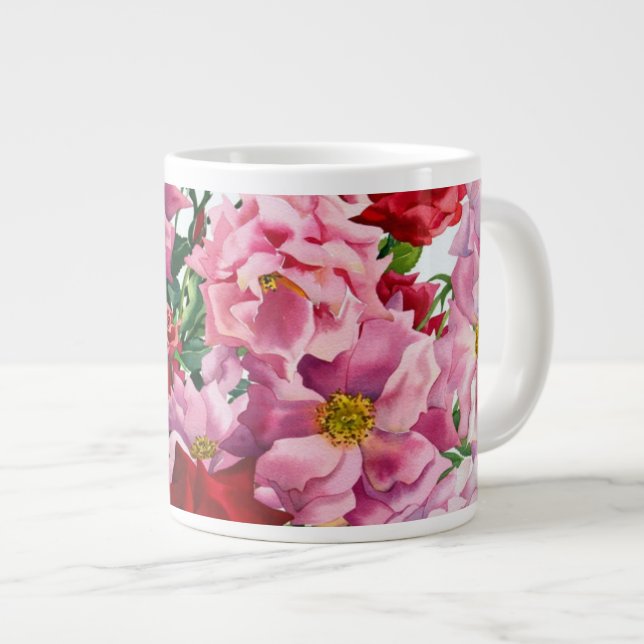 Caneca De Café Grande Rosas vermelhos e cor-de-rosa 2008 (Frente Esquerda)