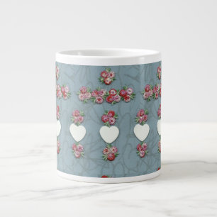 Caneca De Café Grande Rosebuds e Corações