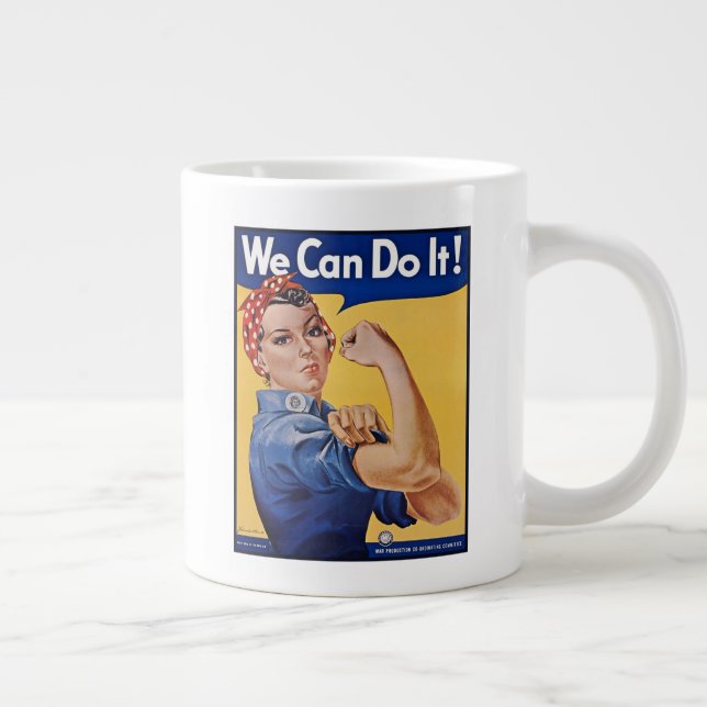 Caneca De Café Grande Rosie the Riveter: Forte Empoderamento feminino (Direita)