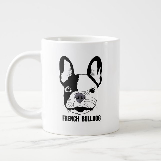 Caneca De Café Grande Rosto de Bulldog Francês em  (Esquerda)