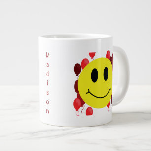 Caneca De Café Grande Rosto de descaroçamento personalizado com balões v