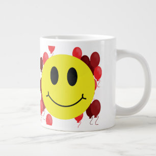 Caneca De Café Grande Rosto de resguardo com balões vermelhos grandes