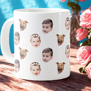 Caneca De Café Grande Rosto Personalizado, Oferta Única de 3 Fotos para 