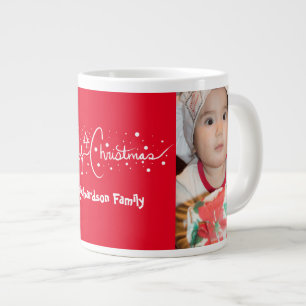 Caneca De Café Grande Roteiro Desenhado à Mão Feliz Natal Neve