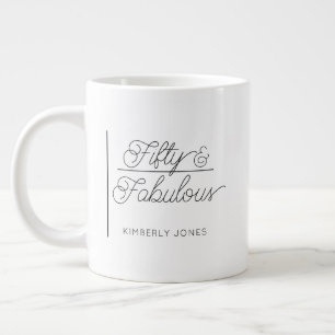 Caneca De Café Grande Roteiro Moderno Cinquenta e Fabuloso Aniversário d