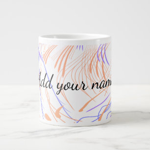 Caneca De Café Grande Roxo laranja aquarela abstrato adicionar nome text
