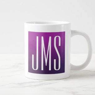Caneca De Café Grande Roxo Ombre & Inicial ou outro Texto Branco