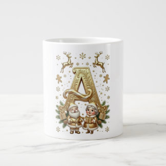 Caneca De Café Grande Royal Gold Letter A Luxury Unisex Jumbo Mug
