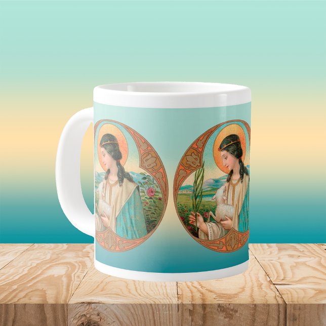 Caneca De Café Grande Rua. Agnes de Roma (BK 006) Jumbo Mug (Criador carregado)