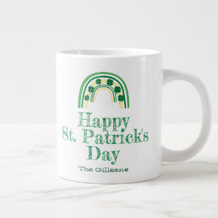 Caneca De Café Grande Rua de ferradura Shamrock verde. Dia de Patrick