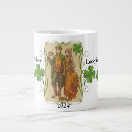 Caneca De Café Grande Rua Elf Casal, Patrick Day Mug Dotado Por Ela