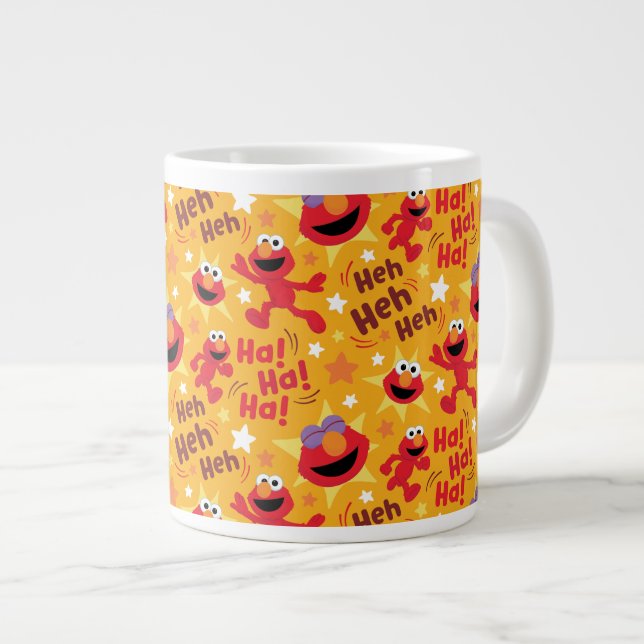 Caneca De Café Grande Rua Sésamo | Elmo Ha! Ha! Ha! Estampa (Frente Esquerda)
