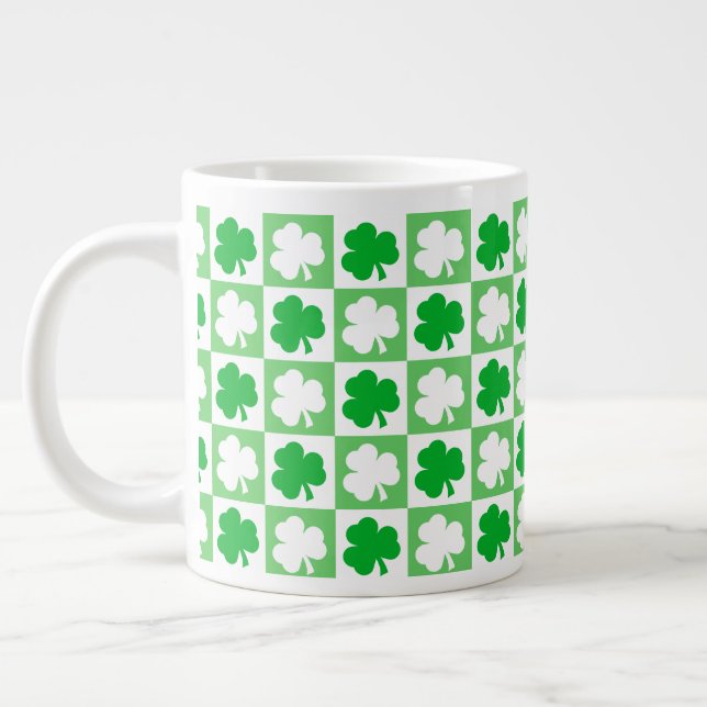 Caneca De Café Grande Ruas de Shamrocks Brancos e Verdes dançantes Patil (Esquerda)
