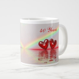 Caneca De Café Grande Ruby Hearts do 40º aniversário