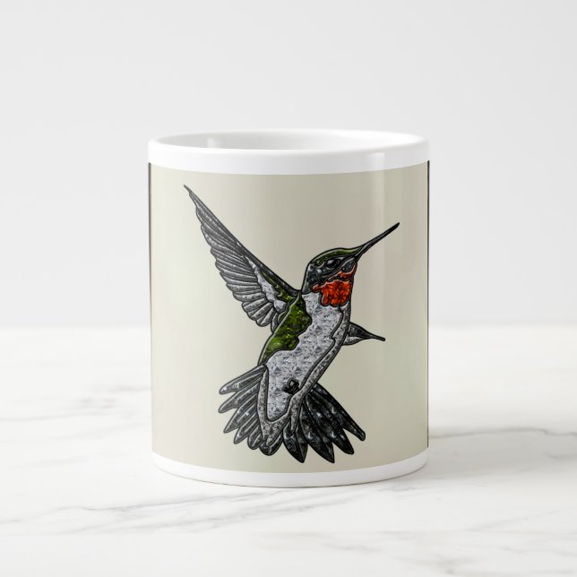 Caneca De Café Grande Ruby Throated Hummingbird (Frente)